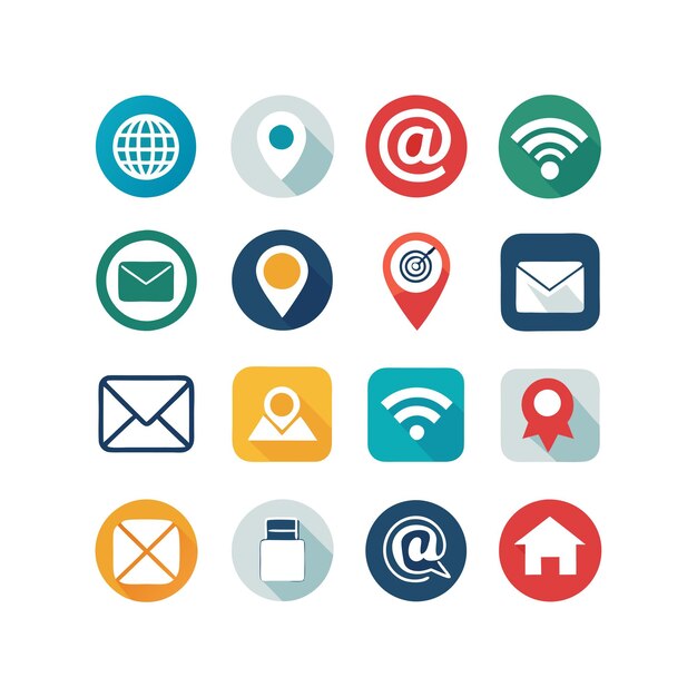 Colección de conjuntos de iconos de contacto para sitios web y aplicaciones móviles