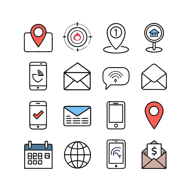 Colección de conjuntos de iconos de contacto para sitios web y aplicaciones móviles