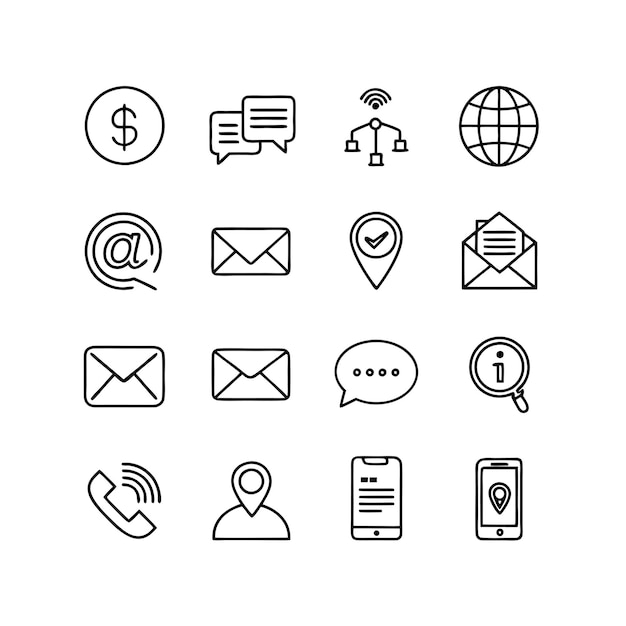 Colección de conjuntos de iconos de contacto para sitios web y aplicaciones móviles