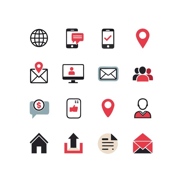 Colección de conjuntos de iconos de contacto para sitios web y aplicaciones móviles