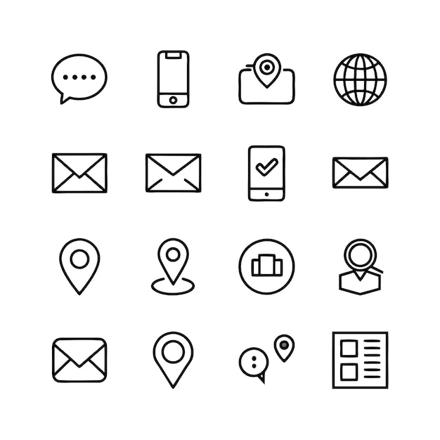 Colección de conjuntos de iconos de contacto para sitios web y aplicaciones móviles