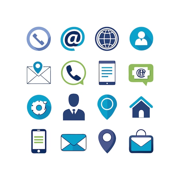 Colección de conjuntos de iconos de contacto para sitios web y aplicaciones móviles