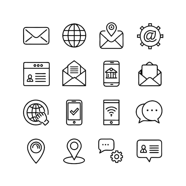 Colección de conjuntos de iconos de contacto para sitios web y aplicaciones móviles