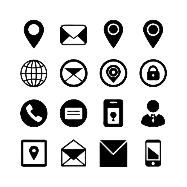 Colección de conjuntos de iconos de contacto para sitios web y aplicaciones móviles