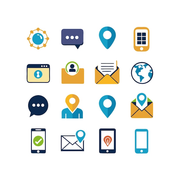 Colección de conjuntos de iconos de contacto para sitios web y aplicaciones móviles