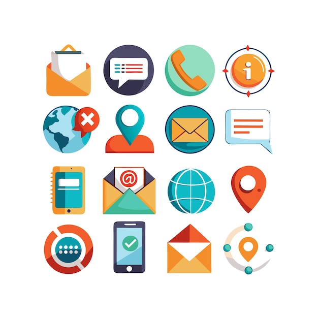 Colección de conjuntos de iconos de contacto para sitios web y aplicaciones móviles