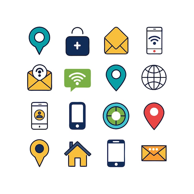 Colección de conjuntos de iconos de contacto para sitios web y aplicaciones móviles