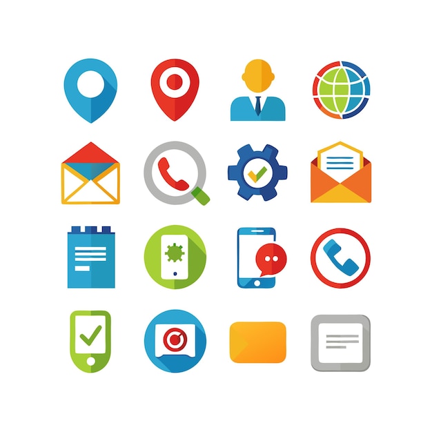 Colección de conjuntos de iconos de contacto para sitios web y aplicaciones móviles