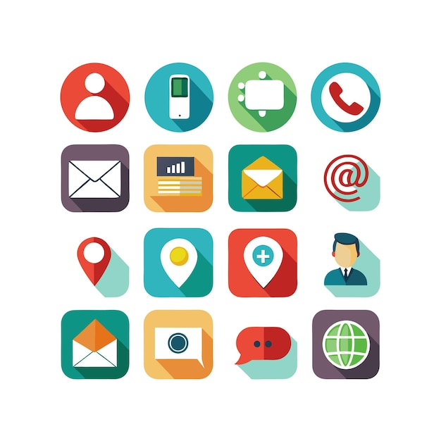 Colección de conjuntos de iconos de contacto para sitios web y aplicaciones móviles
