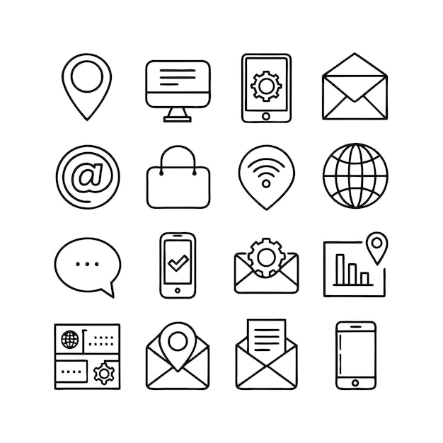 Colección de conjuntos de iconos de contacto para sitios web y aplicaciones móviles