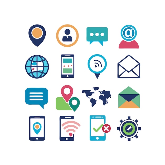 Colección de conjuntos de iconos de contacto para sitios web y aplicaciones móviles