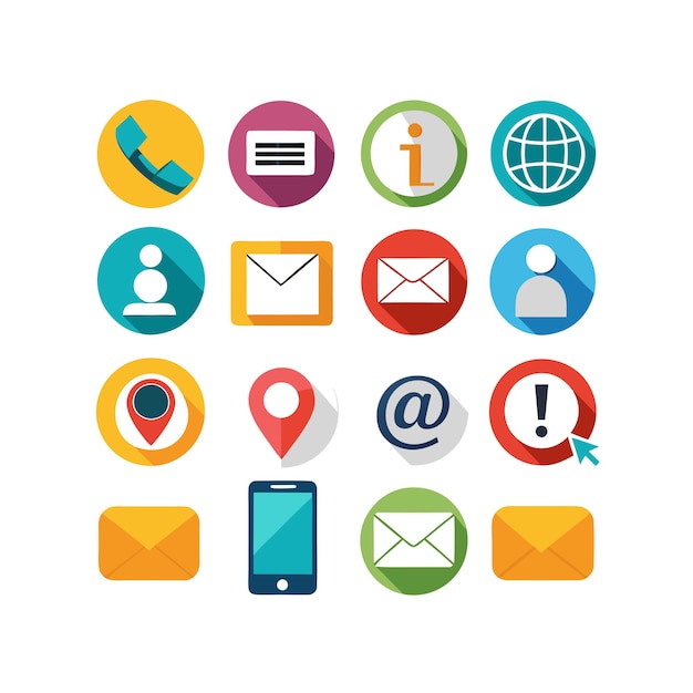 Colección de conjuntos de iconos de contacto para sitios web y aplicaciones móviles