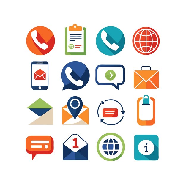 Colección de conjuntos de iconos de contacto para sitios web y aplicaciones móviles