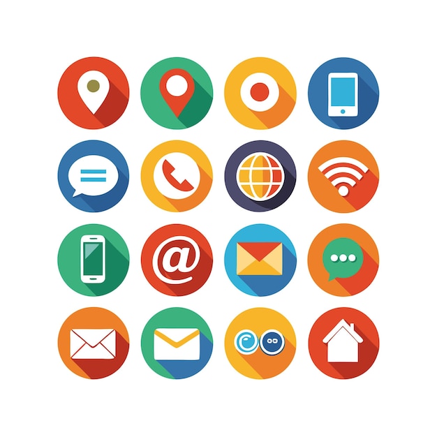Colección de conjuntos de iconos de contacto para sitios web y aplicaciones móviles