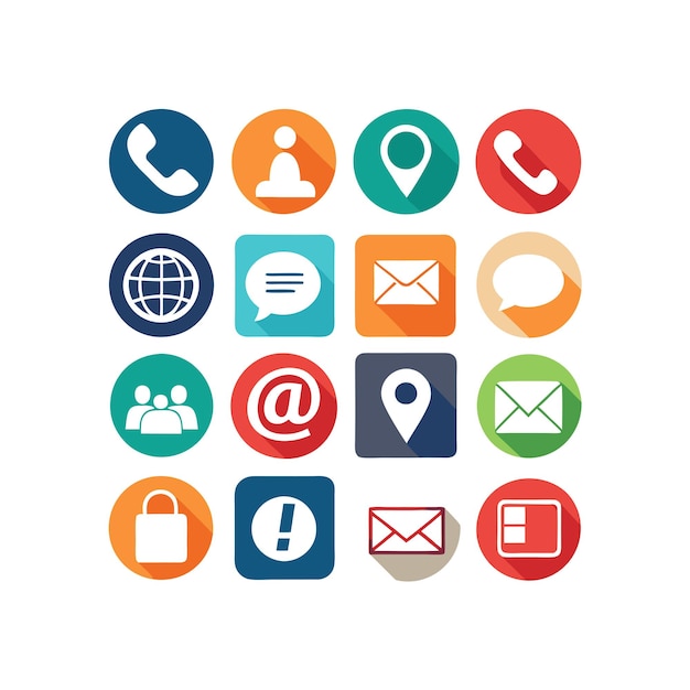 Colección de conjuntos de iconos de contacto para sitios web y aplicaciones móviles