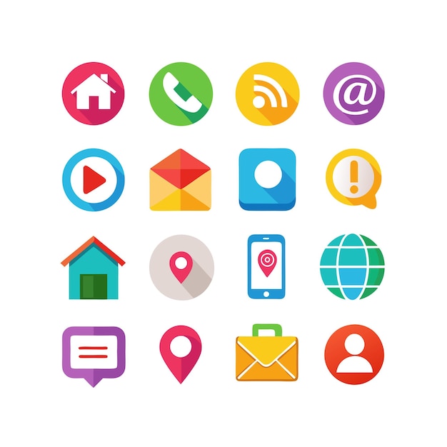 Colección de conjuntos de iconos de contacto para sitios web y aplicaciones móviles