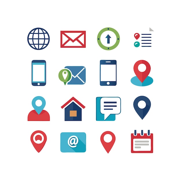 Colección de conjuntos de iconos de contacto para sitios web y aplicaciones móviles