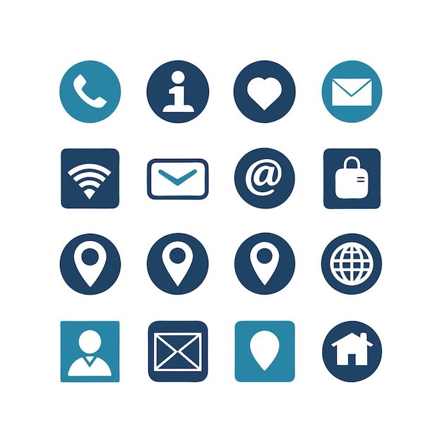 Colección de conjuntos de iconos de contacto para sitios web y aplicaciones móviles