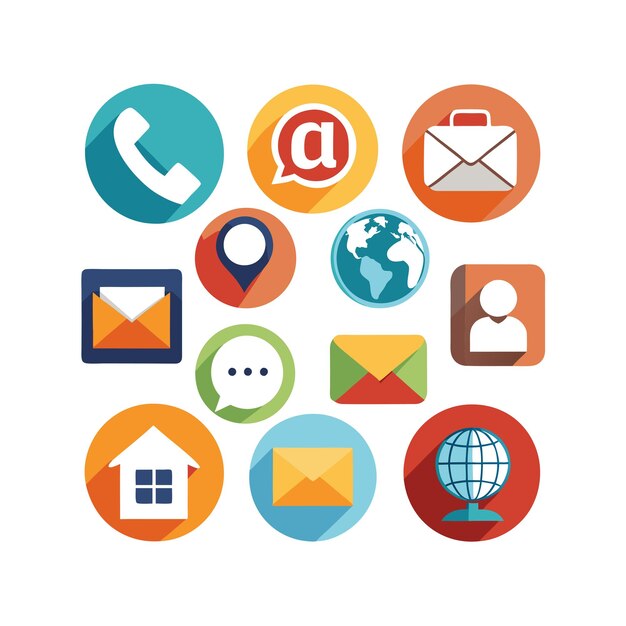 Colección de conjuntos de iconos de contacto para sitios web y aplicaciones móviles