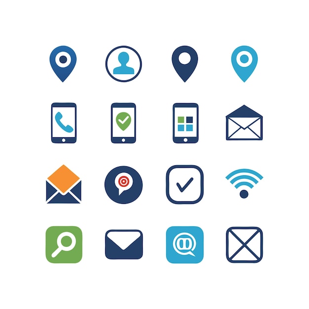 Colección de conjuntos de iconos de contacto para sitios web y aplicaciones móviles