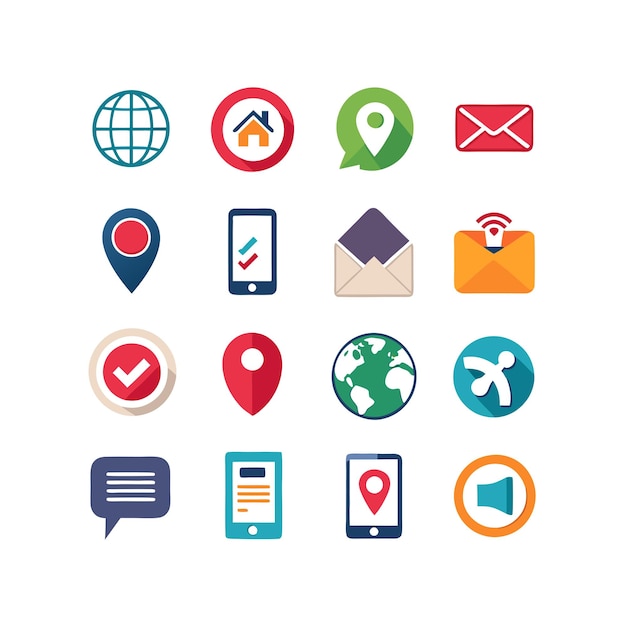 Colección de conjuntos de iconos de contacto para sitios web y aplicaciones móviles