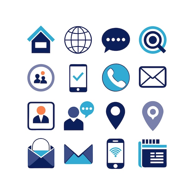 Colección de conjuntos de iconos de contacto para sitios web y aplicaciones móviles