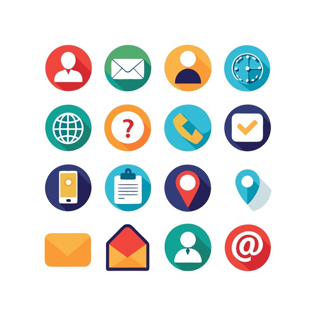 Colección de conjuntos de iconos de contacto para sitios web y aplicaciones móviles