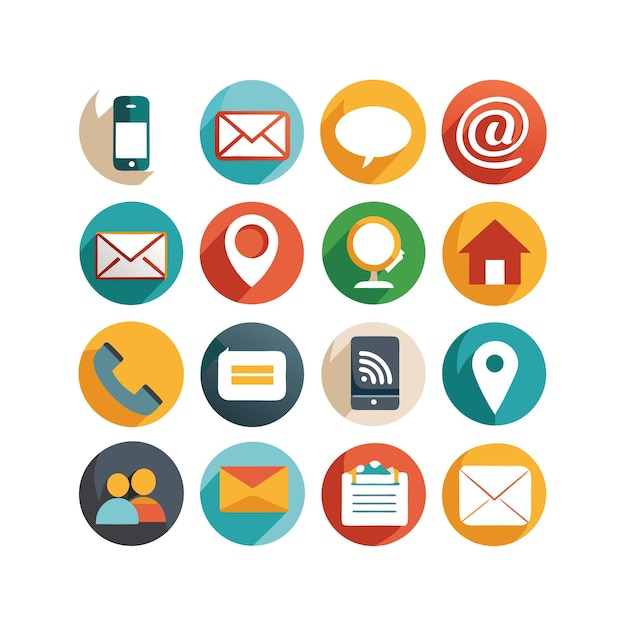 Colección de conjuntos de iconos de contacto para sitios web y aplicaciones móviles