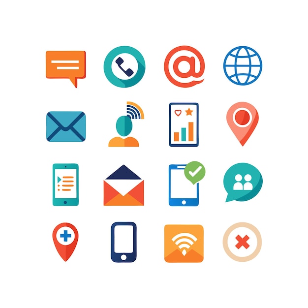 Colección de conjuntos de iconos de contacto para sitios web y aplicaciones móviles