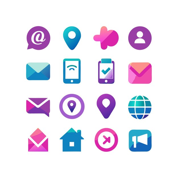 Colección de conjuntos de iconos de contacto para sitios web y aplicaciones móviles