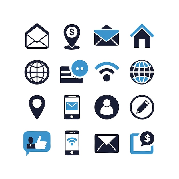 Colección de conjuntos de iconos de contacto para sitios web y aplicaciones móviles