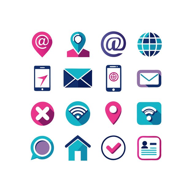 Colección de conjuntos de iconos de contacto para sitios web y aplicaciones móviles