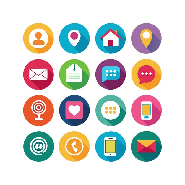 Colección de conjuntos de iconos de contacto para sitios web y aplicaciones móviles