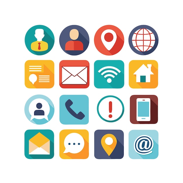 Colección de conjuntos de iconos de contacto para sitios web y aplicaciones móviles