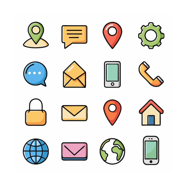 Colección de conjuntos de iconos de contacto para sitios web y aplicaciones móviles