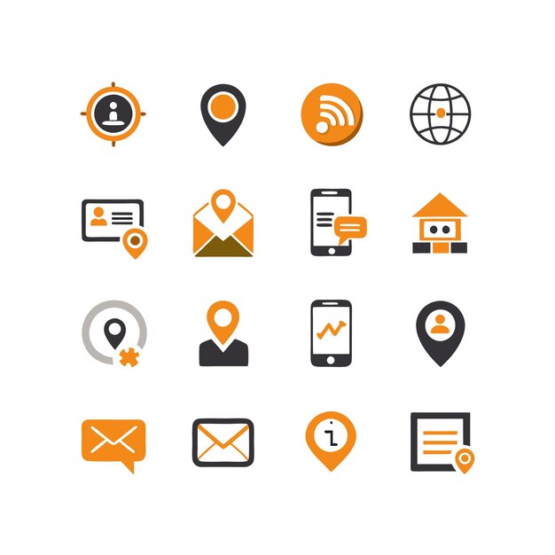 Colección de conjuntos de iconos de contacto para sitios web y aplicaciones móviles