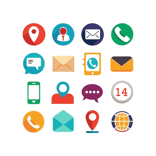 Colección de conjuntos de iconos de contacto para sitios web y aplicaciones móviles