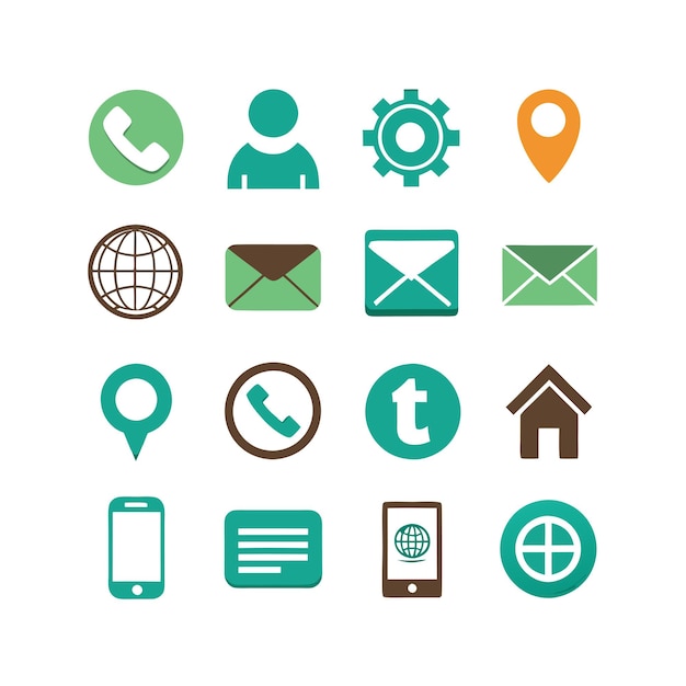 Colección de conjuntos de iconos de contacto para sitios web y aplicaciones móviles
