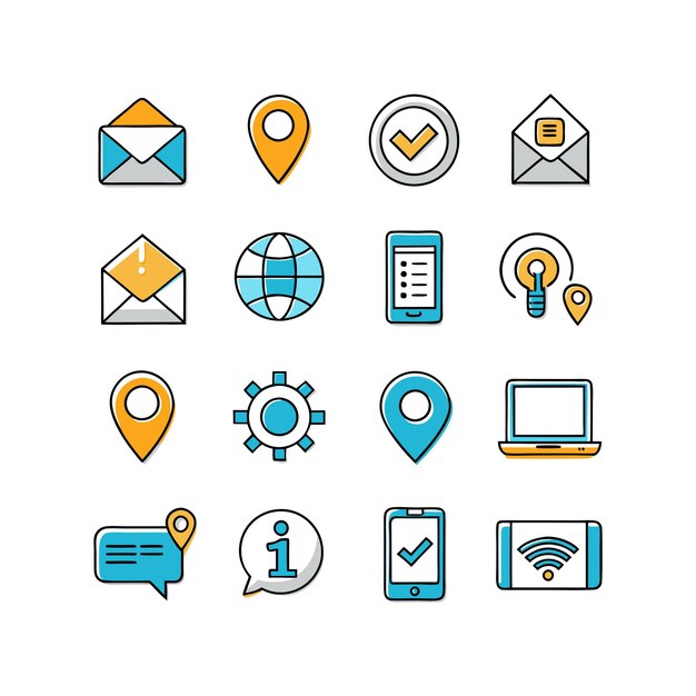 Colección de conjuntos de iconos de contacto para sitios web y aplicaciones móviles