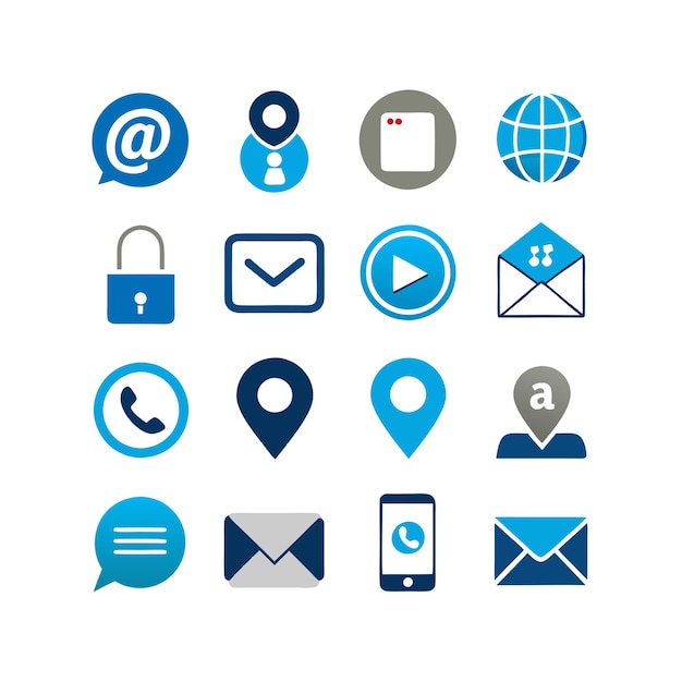 Colección de conjuntos de iconos de contacto para sitios web y aplicaciones móviles