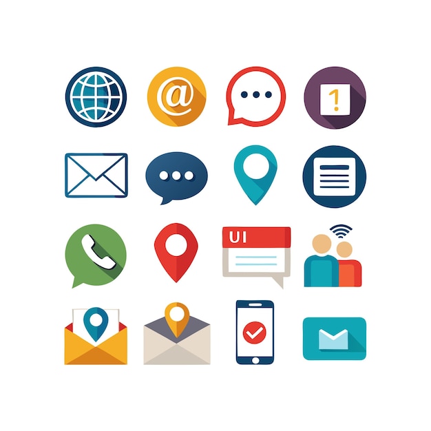 Colección de conjuntos de iconos de contacto para sitios web y aplicaciones móviles
