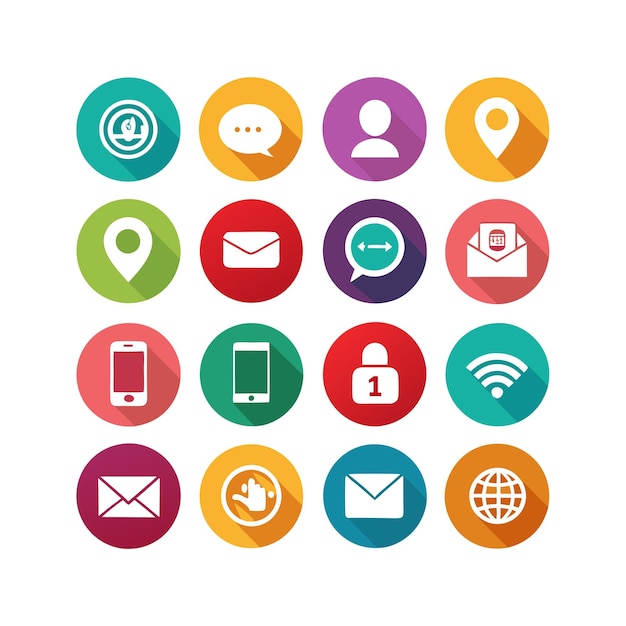 Colección de conjuntos de iconos de contacto para sitios web y aplicaciones móviles