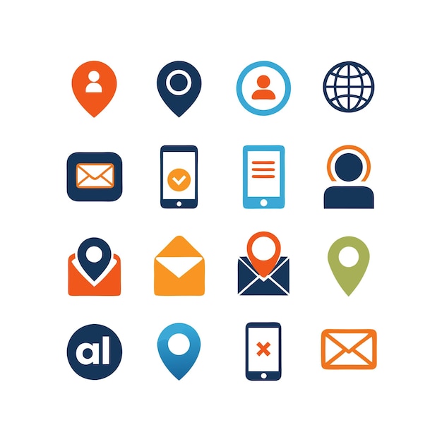 Colección de conjuntos de iconos de contacto para sitios web y aplicaciones móviles