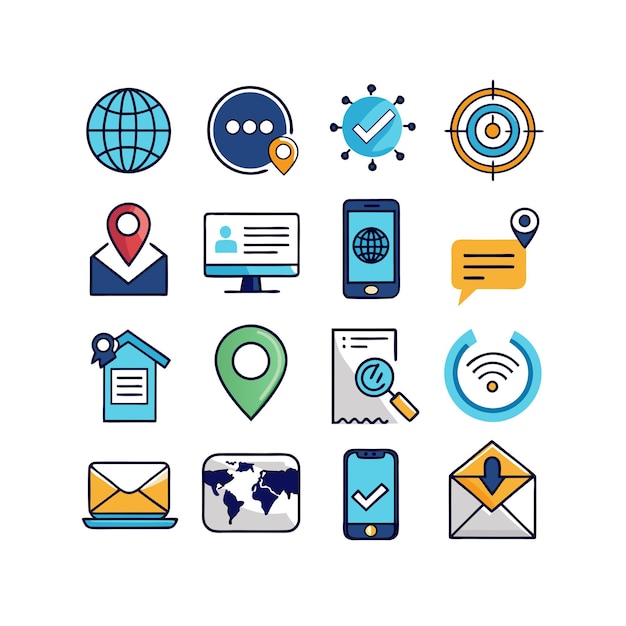 Colección de conjuntos de iconos de contacto para sitios web y aplicaciones móviles