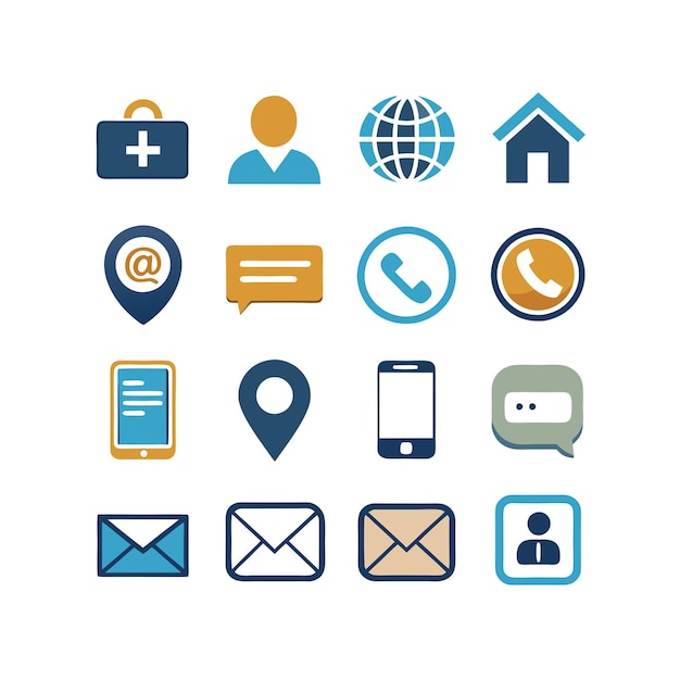 Colección de conjuntos de iconos de contacto para sitios web y aplicaciones móviles