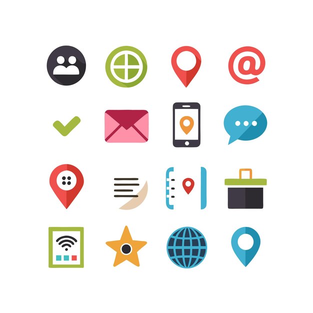 Colección de conjuntos de iconos de contacto para sitios web y aplicaciones móviles