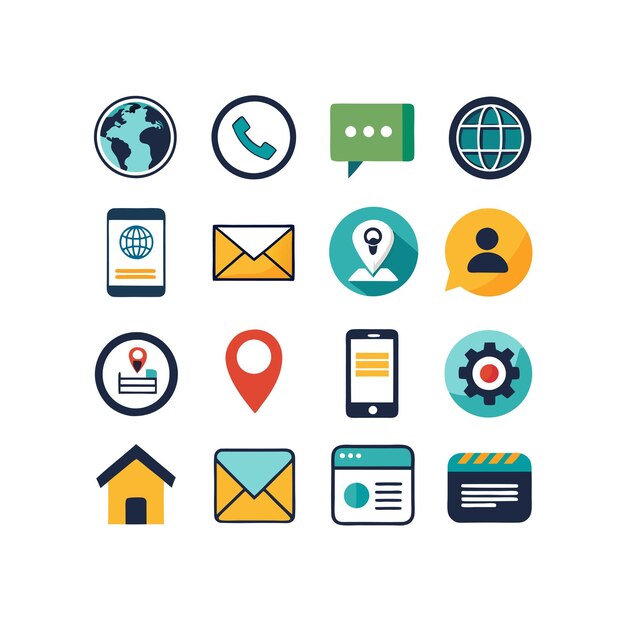 Colección de conjuntos de iconos de contacto para sitios web y aplicaciones móviles