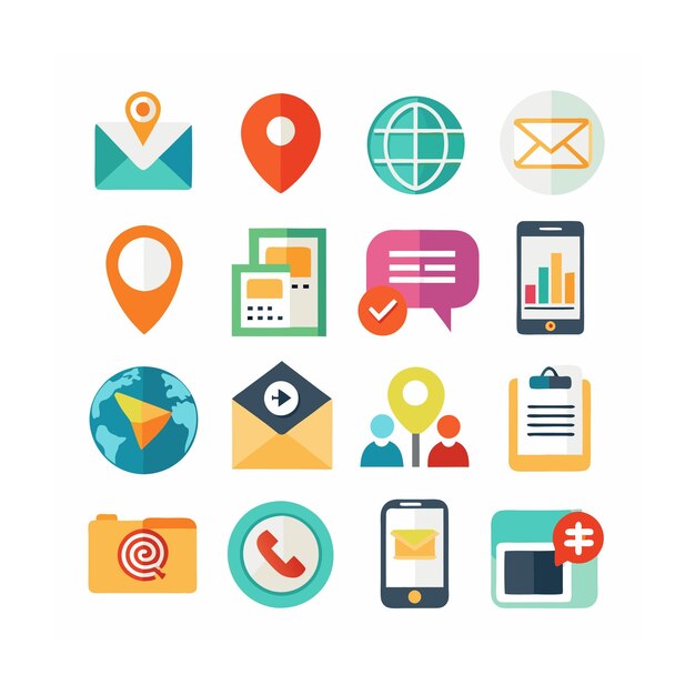 Colección de conjuntos de iconos de contacto para sitios web y aplicaciones móviles