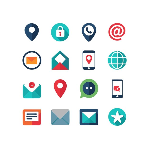Colección de conjuntos de iconos de contacto para sitios web y aplicaciones móviles