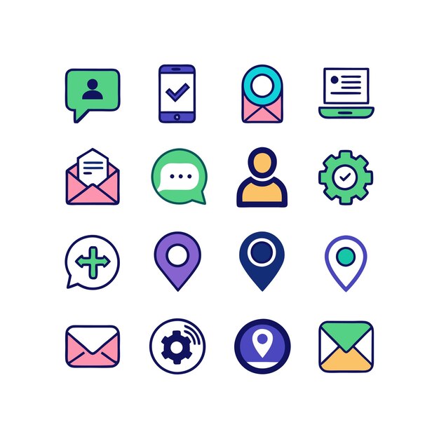 Colección de conjuntos de iconos de contacto para sitios web y aplicaciones móviles